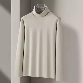 Новая водолазка из мерсеризованного хлопка с жидким аммиаком, мужская осенне-зимняя антистатическая футболка с длинными рукавами и средним воротником M белый