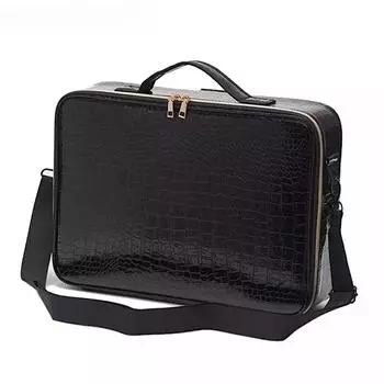 Новая водонепроницаемая косметичка из искусственной кожи с крокодиловым узором для женщин, большая вместительная регулируемая перегородка, дорожный чехол для макияжа с татуировкой