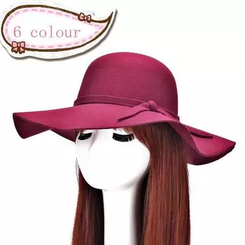 Новая волна шляпа с большим краем осенне-зимняя модная большая женская шляпа из искусственной шерсти красный