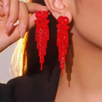 Новая волна высококачественных блестящих длинных сережек-кисточек Love, нежные серьги, серьги для ночного клуба, женские серьги, 1 пара