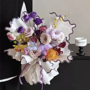 Новая волнистая кайма INS Цветочная упаковочная бумага Крафт-бумага Красочный упаковочный материал для букетов DIY Crafts 58-58cm зелёный