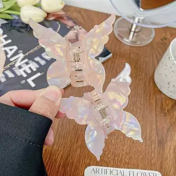 Новая волшебная заколка-бабочка в виде акулы, большая имитация уксусной кислоты, женские заколки для волос на затылке. светло-розовый