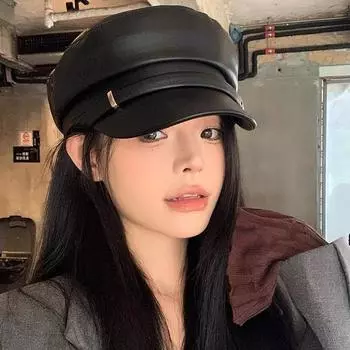 Новая восьмиугольная шляпа из искусственной кожи, женская осенне-зимняя шляпа газетчика, британская ретро-многофункциональная шляпа художника, берет с утиным язычком, женская прилива M56-58cm