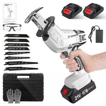 Новая возвратно-поступательная пила XGAGHB, электрическая пила, 8 запасных частей, плавная регулировка скорости, 21 В, аккумуляторная пила, сабельная пила для небольших веток, бамбукового садового дерева