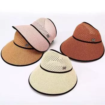Новая вязаная дышащая складная пустая шляпа-цилиндр для женщин, для отдыха на природе, путешествий, затеняющая дышащая солнцезащитная шляпа белый