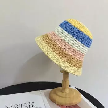 Новая вязаная короткая дышащая антишляпа, милая и симпатичная шляпа от солнца, для путешествий, чтобы показать лицо, маленькая шляпа-ведро, защита от солнца и тень M56-58cm синий