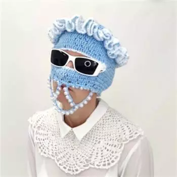 Новая вязаная крючком маска кролика, смешная маска кролика для взрослых с капюшоном Adult 56-59cm