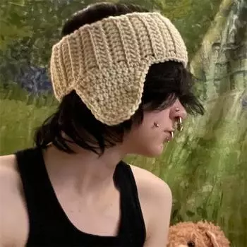 Новая вязаная крючком плиссированная шапка с оборками в виде кошачьих ушек, модная и универсальная шляпа рыбака для взрослых adult 57-59cm