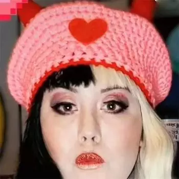 Новая вязаная крючком рожковая коса для вечеринки на Хэллоуин, смешная шляпа для родителей и детей Adult 57-59cm