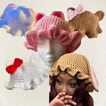 Новая вязаная крючком сетчатая шапка-пуловер ручной работы, модная и персонализированная шапка для взрослых Adult 57-59cm