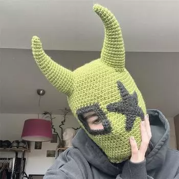 Новая вязаная крючком шапка из ледяной шерсти, теплый и милый мультяшный головной убор для осени и зимы adult 57-59cm