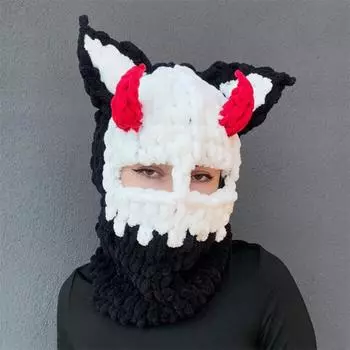 Новая вязаная крючком шапка из ледяной шерсти, теплый и милый мультяшный головной убор для осени и зимы Adult 57-59cm