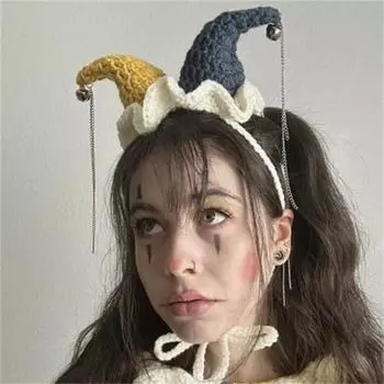 Новая вязаная крючком шапка из ледяной шерсти, теплый и милый мультяшный головной убор для осени и зимы lace-up average size [excluding accessories]