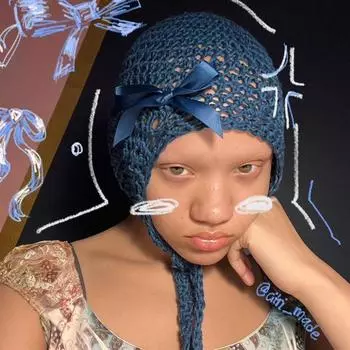 Новая вязаная крючком шапка из ледяной шерсти, теплый и милый мультяшный головной убор для осени и зимы Adult 57-59cm