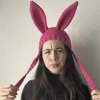 Новая вязаная крючком шапка из ледяной шерсти, теплый и милый мультяшный головной убор для осени и зимы Adult 57-59cm