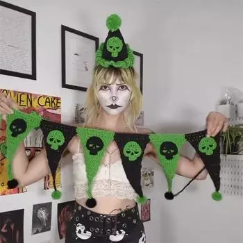 Новая вязаная крючком шапка из рога, забавная персонализированная шапка-шарф, цельная шапка Adult 57-59cm