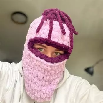 Новая вязаная крючком шапка из рога, забавная персонализированная шапка-шарф, цельная шапка Adult 57-59cm