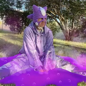 Новая вязаная крючком шапка-катушка с милыми медвежьими ушками фото артефакт детская шапка adult 57-59cm