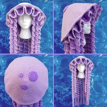 Новая вязаная крючком шапка ручной работы с ушками и рожками кролика в виде ледяной полоски, забавная, персонализированная для взрослых adult 57-59cm