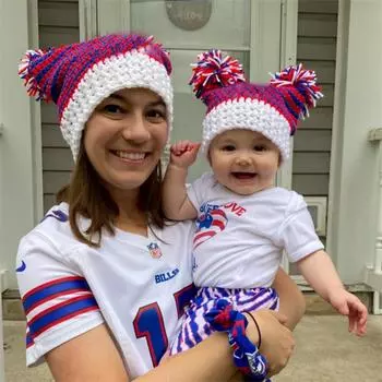 Новая вязаная крючком шапка ручной работы с ушками и рожками кролика в виде ледяной полоски, забавная, персонализированная для взрослых Child 48-54cm