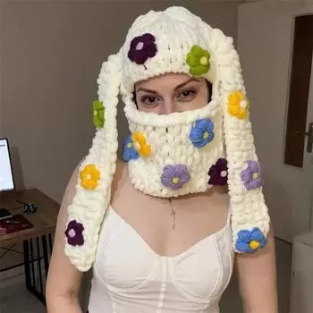 Новая вязаная крючком шапка с большими ушами обезьяны ручной работы, забавная персонализированная праздничная шапка для взрослых Adult 57-59cm