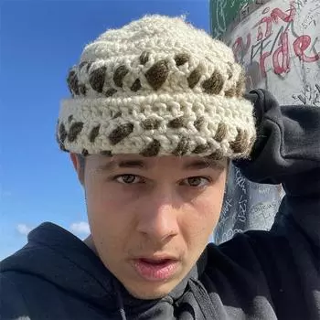 Новая вязаная крючком шапка-ушанка в уличном стиле, модная, персонализированная взрослая шапка Adult 57-59cm