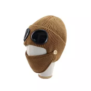 Новая вязаная шапка с солнцезащитными очками, теплая и устойчивая к холоду утолщенная шерстяная шапка, мужская и женская универсальная хипстерская маска для очков, холодная шапка серый