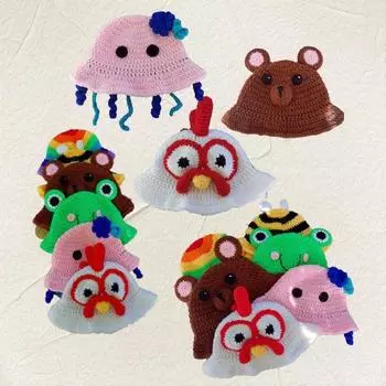 Новая вязаная вручную шапка рыбака с цветком, модная универсальная шапка для бассейна для взрослых Adult 57-59cm