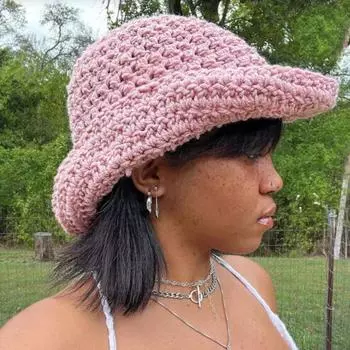 Новая вязаная вручную широкополая шляпа-пуловер с изображением ландыша, свежая и модная взрослая шляпа Adult (57-59cm)