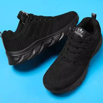 Новая всесезонная женская обувь. Кроссовки Flying Weave. Легкие женские кроссовки. 35 чёрный/ярко-розовый