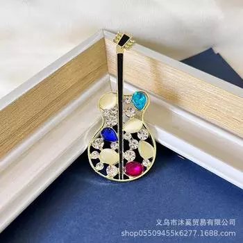 Новая выдолбленная брошь в виде скрипки из кошачьего глаза, высококачественная брошь для одежды, пальто, костюма, мужского и женского креативного нагрудного цветка чёрный