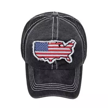 Новая вышитая бейсболка с сеткой из стираной ткани чёрный