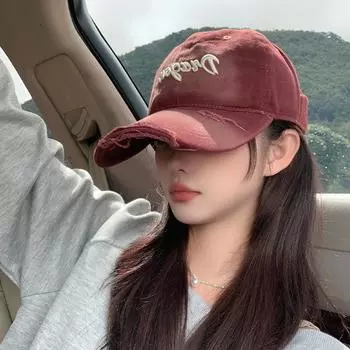 Новая вышивка с буквами, постепенная смена цвета, весна и осень, ретро, повседневная универсальная бейсболка, кепка с солнцезащитным кремом, шляпа, прилив M56-58cm чёрный