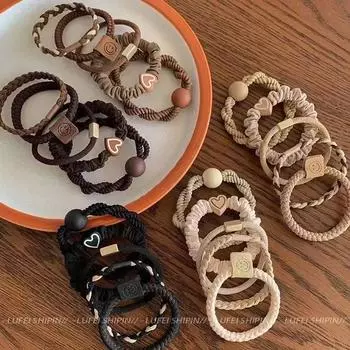 Новая высокоэластичная прочная резинка для волос, женская простая высокая веревка для волос с конским хвостом, веревка для волос высокого качества, 5 штук в наборе