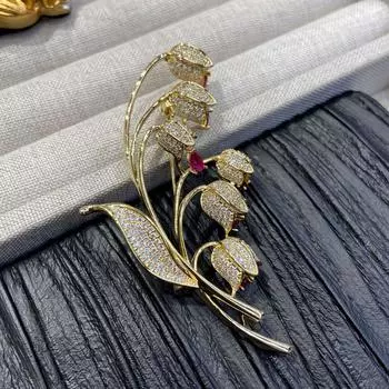 Новая высококачественная брошь в виде ландыша, темпераментный костюм, пальто, аксессуары, кардиган, булавка, брошь-цветок, ювелирное украшение, подарок