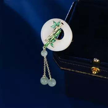 Новая высококачественная китайская ретро-корсажная пряжка, высококачественная кисточка, новая китайская ципао, бамбуковая брошь с застежкой-молнией зелёный