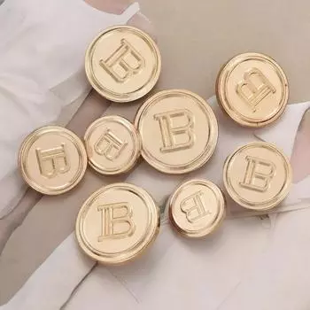 Новая высококачественная металлическая пуговица рубашки с буквой B, пришитая вручную пуговица, маленькая ароматная пуговица в стиле ретро, декоративная пряжка 24L=15.0 MM