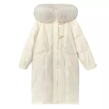 Новая высококачественная модная куртка-пуховик для девочек, длинная, выше колена, толстая куртка M