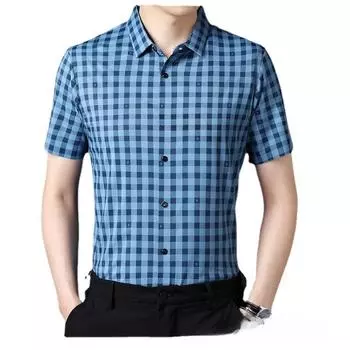 Новая высококачественная мужская клетчатая рубашка, красивая стильная рубашка с короткими рукавами для молодежи и мужчин среднего возраста M