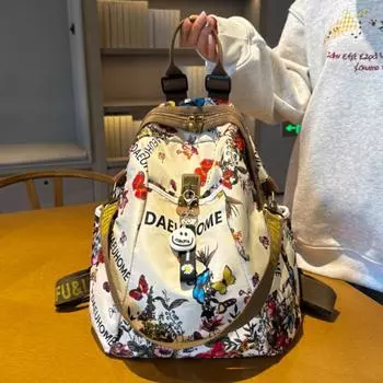 Новая высококачественная ретро женская сумка через плечо большой емкости из ткани Оксфорд, женские рюкзаки, цветные женские рюкзаки через плечо бежевый