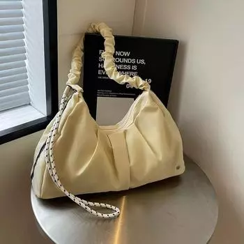 Новая высококачественная сумка-мешок для подмышек с нишевым смещением, плиссированная, вместительная, высококачественная, элегантная и универсальная сумка через плечо