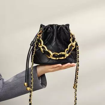 Новая высококачественная сумка-ведро через плечо Niche Hand Chain Leather Bag