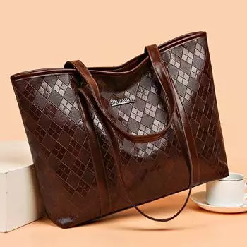 Новая высококачественная вместительная женская сумка с модной и универсальной сумкой через плечо в западном стиле и мягкой кожаной сумкой-тоут 41*28*10cm чёрный