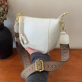 Новая высококачественная женская сумка-седло на плечо осень/зима — большая вместимость, модный дизайн в виде пельменя 15*7*15 коричневый