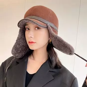 Новая высококачественная зимняя кожаная шапка женская меховая овечья шерсть теплая толстая ушанка бомбер женская бейсболка русские шапки 57cm