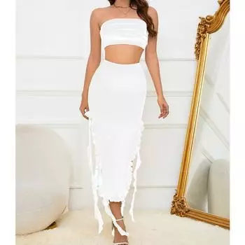 Новая взрывная женская одежда плечо медуза кружевной костюм юбка сексуальные красотки платье XS чёрный