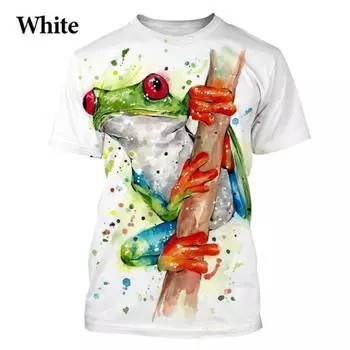 Новая забавная 3D футболка с изображением лягушки, унисекс, милая повседневная футболка с короткими рукавами S