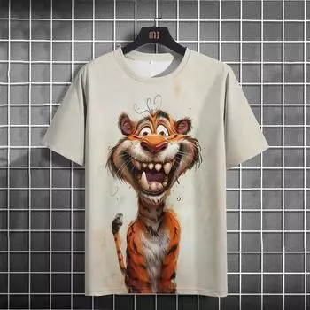 Новая забавная футболка с изображением животных для мужчин, футболки с 3D-принтом, повседневные футболки с коротким рукавом, свободная мужская одежда, топы S