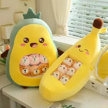 Новая забавная подушка для перекуса, офисная подушка для сна, поддержка талии, фруктовая серия, клубника, банан, авокадо, плюшевая игрушка, кукла, подарок на день рождения для девочки
