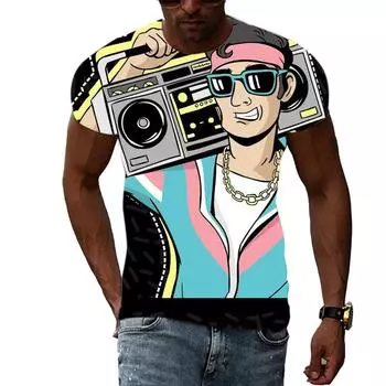Новая забавная популярная футболка с 3D принтом граффити, мужская модная уличная одежда, летняя мужская футболка с круглым вырезом XS